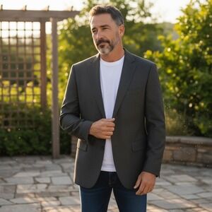 CHIAVARI Mens Dark Gray Wool Suit Jacket Classic Smart Italian Tailored Sz R38